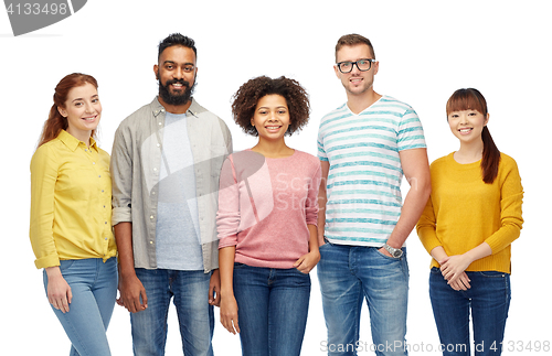 Image of international group of happy smiling people