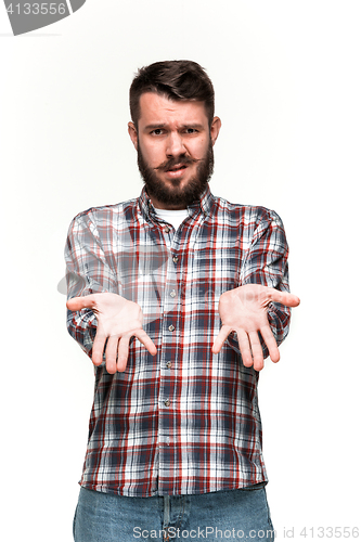 Image of Man is looking pouter. Over white background