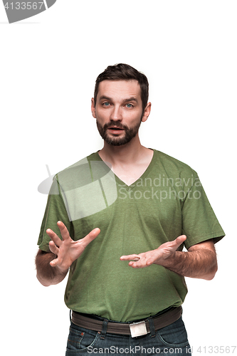 Image of Man is looking pouter. Over white background