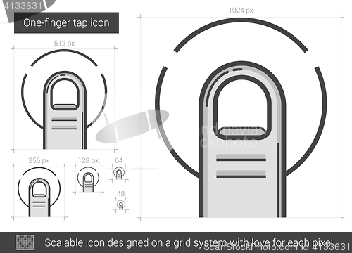 Image of One-finger tap line icon.