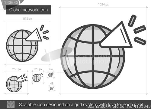 Image of Global network line icon.