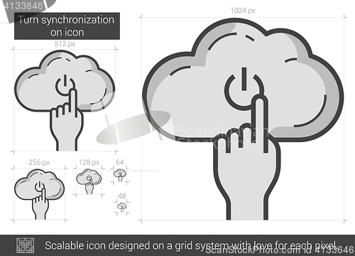 Image of Turn synchronization on line icon.