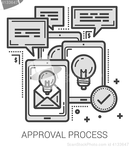 Image of Approval process line icons.