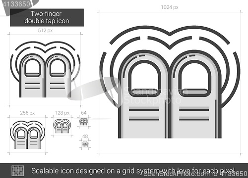 Image of Two-finger double tap line icon.