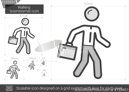 Image of Walking businessman line icon.