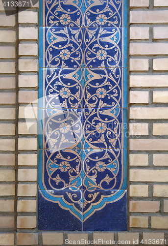 Image of Old Eastern mosaic on the wall of a mosque, Uzbekistan