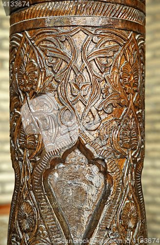 Image of Carved wooden column, Uzbekistan