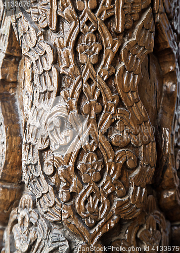 Image of Carved wooden column, Uzbekistan