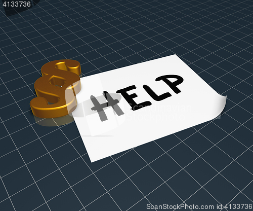 Image of the word help on paper sheet and paragraph symbol - 3d rendering