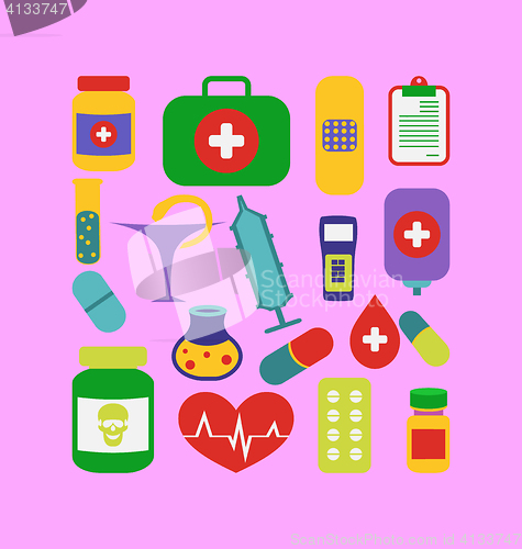 Image of Set trendy flat medical icons