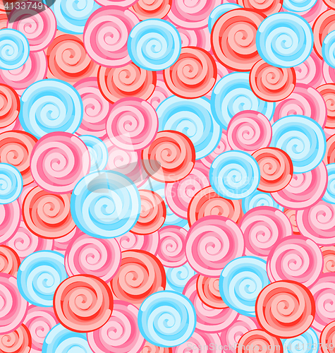 Image of Seamless Texture with Colored Sweets, Swirl Lollipops