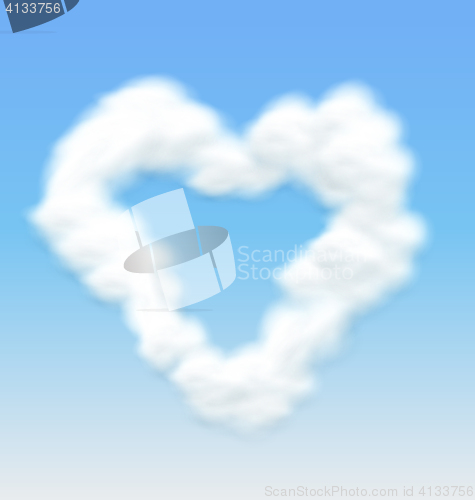 Image of Clouds Shaped Heart Border Blue Sky