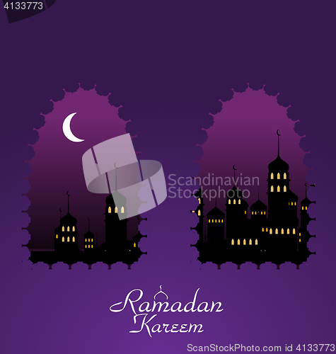 Image of Ramadan Background with Silhouette Mosque