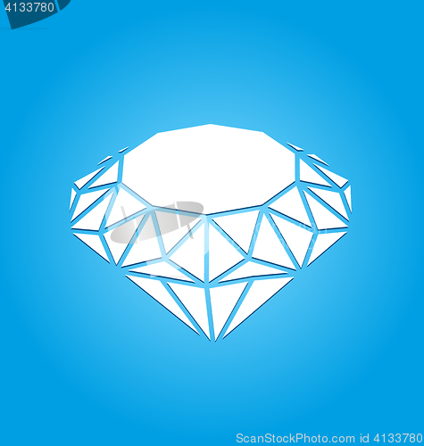 Image of Flat Icon of Diamond on Blue Background