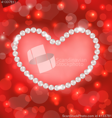 Image of Lighten background with heart made in pearls for Valentine Day, 