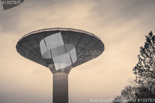 Image of Water facility tower in cloudy weather