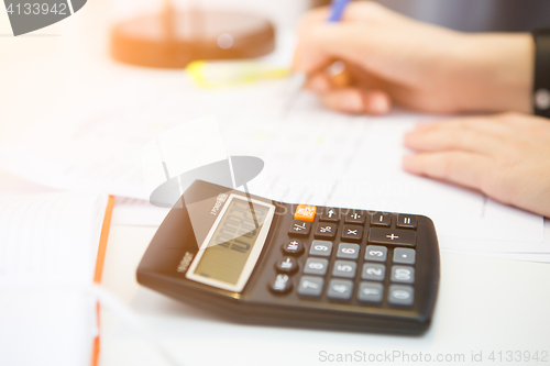 Image of Calculator close up on desk