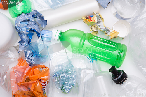 Image of Crumpled PET bottles for recycle