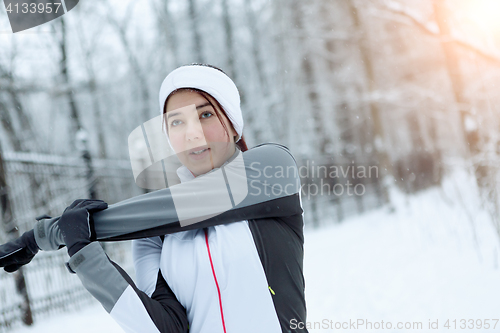 Image of Morning gymnastics of sports girl