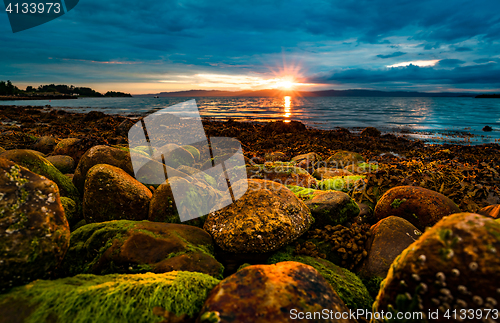 Image of Sunset over the sea in Norway