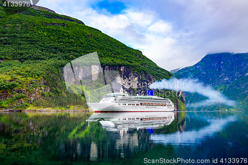 Image of Cruise Liners On Geiranger fjord, Norway