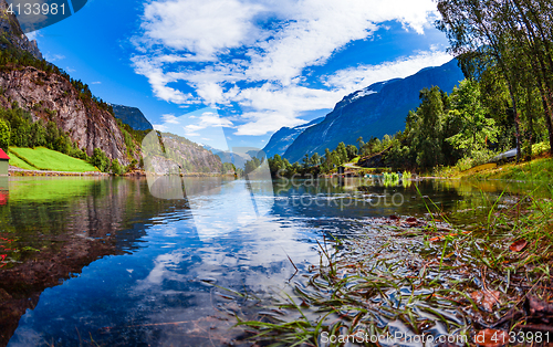 Image of Beautiful Nature Norway Lovatnet lake.