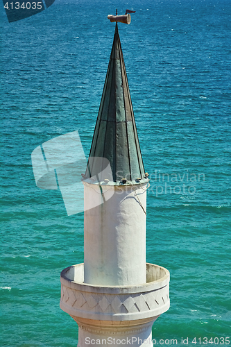 Image of Minaret against the Sea Background