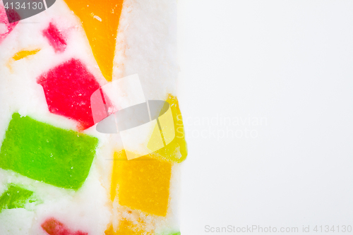 Image of pink candy with fruit slices