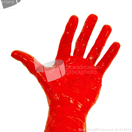 Image of Red paint on hand