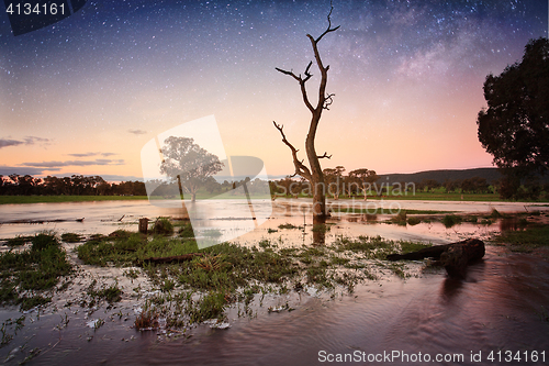 Image of Floodwaters dusk to evening Outback Australia