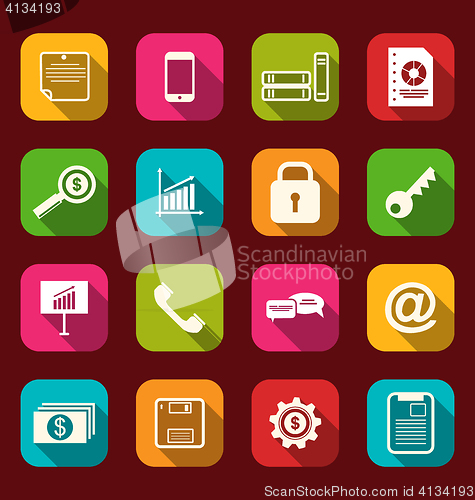 Image of Group simple flat icons of business and financial items, with lo
