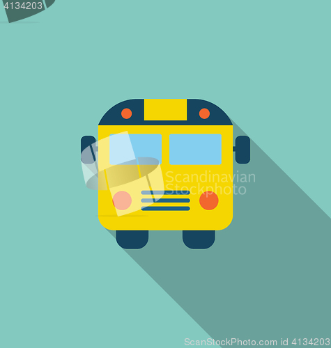 Image of Illustration School Bus Flat Icon with Long Shadow