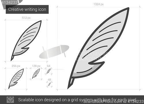 Image of Creative writing line icon.