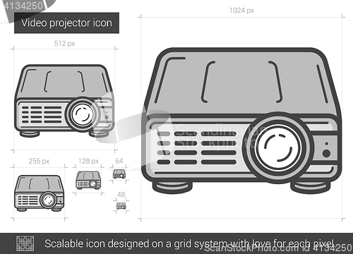 Image of Video projector line icon.