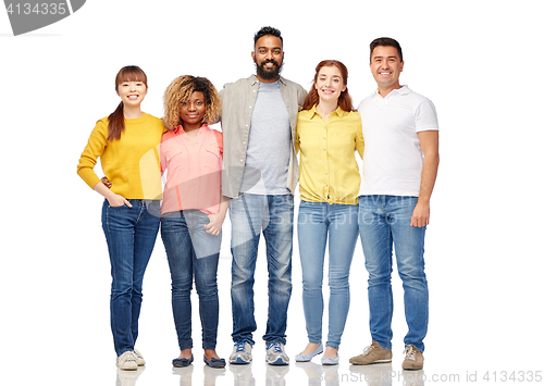 Image of international group of happy smiling people