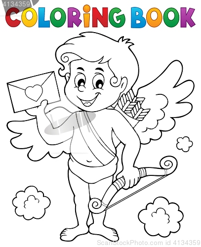 Image of Coloring book Cupid holding envelope