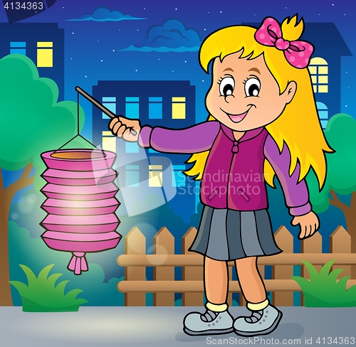 Image of Girl with paper lantern theme image 2