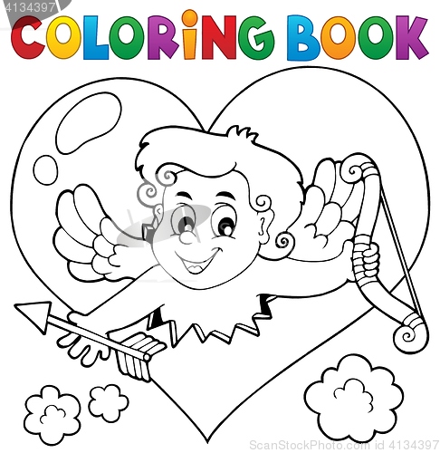 Image of Coloring book with heart and Cupid