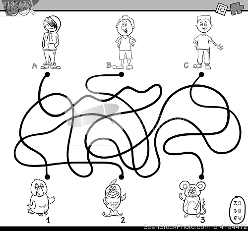 Image of path maze coloring page