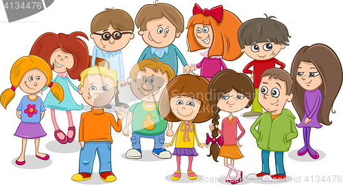 Image of school kids group cartoon
