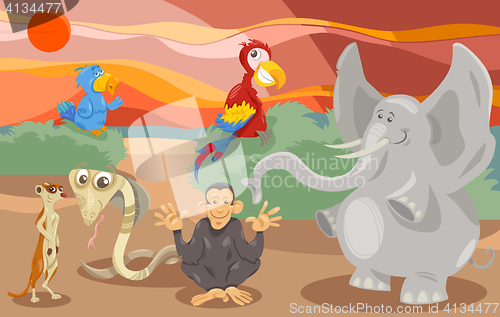 Image of animals group cartoon illustration