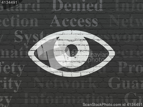 Image of Privacy concept: Eye on wall background