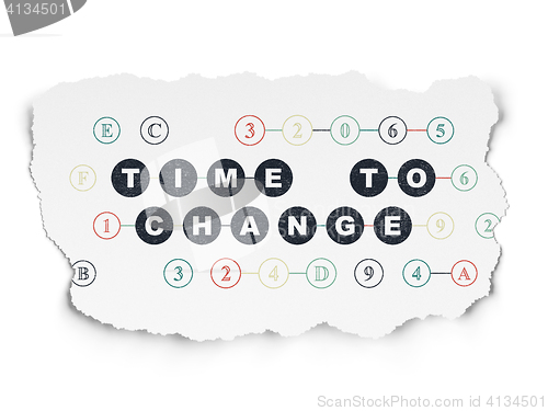 Image of Timeline concept: Time to Change on Torn Paper background