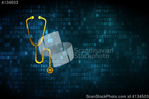 Image of Medicine concept: Stethoscope on digital background