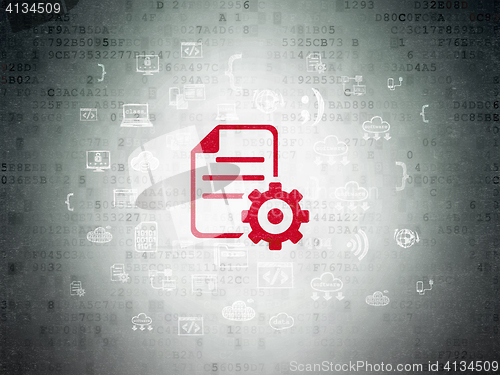 Image of Software concept: Gear on Digital Data Paper background