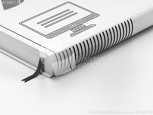 Image of Web design concept: closed book, Monitor on white background