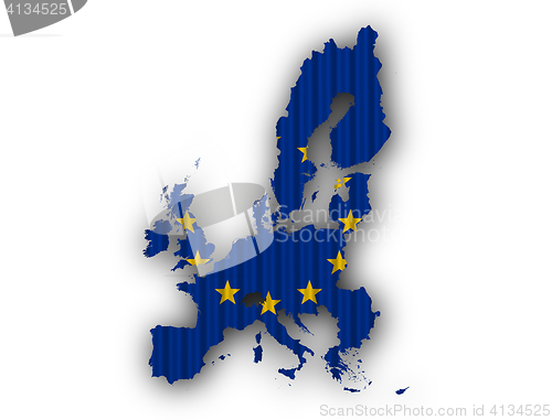 Image of Map and flag of the EU on corrugated iron