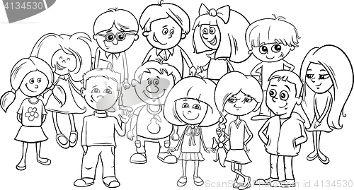 Image of school kids coloring page
