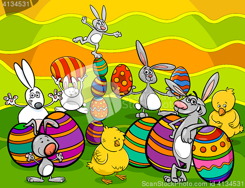 Image of easter characters group cartoon