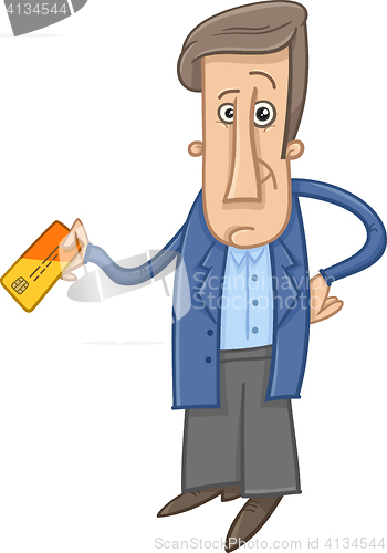 Image of man with credit card cartoon